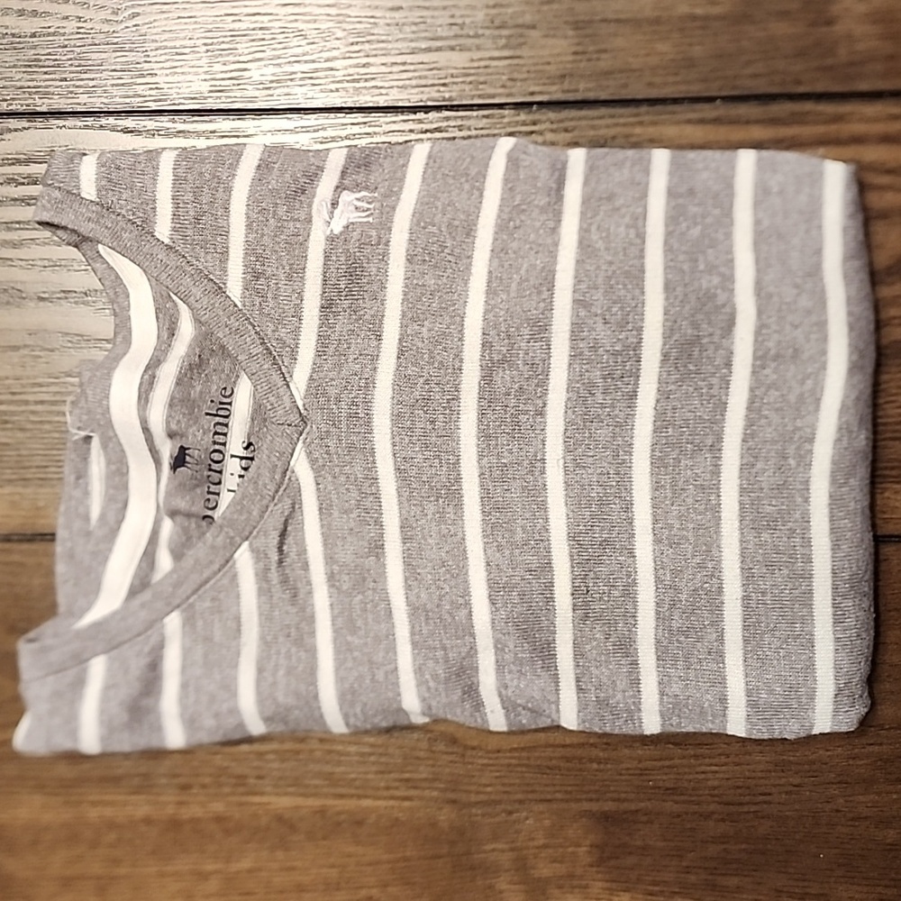 Abercrombie kids Grey White Striped Shirt